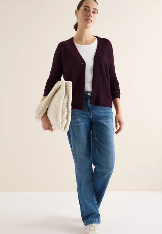 Strickjacke aus Baumwolle mit Strukturdetails