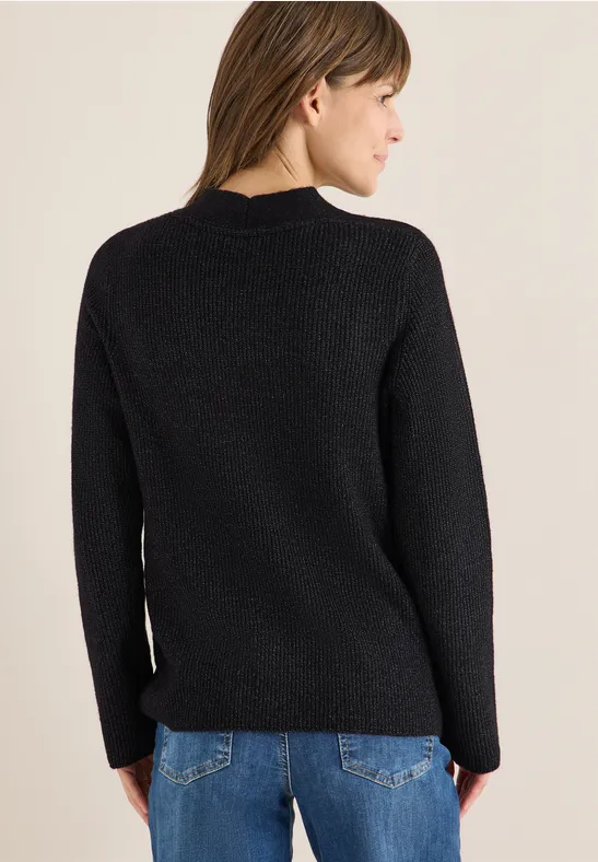 Strickjacke mit Textur und Knopfleiste