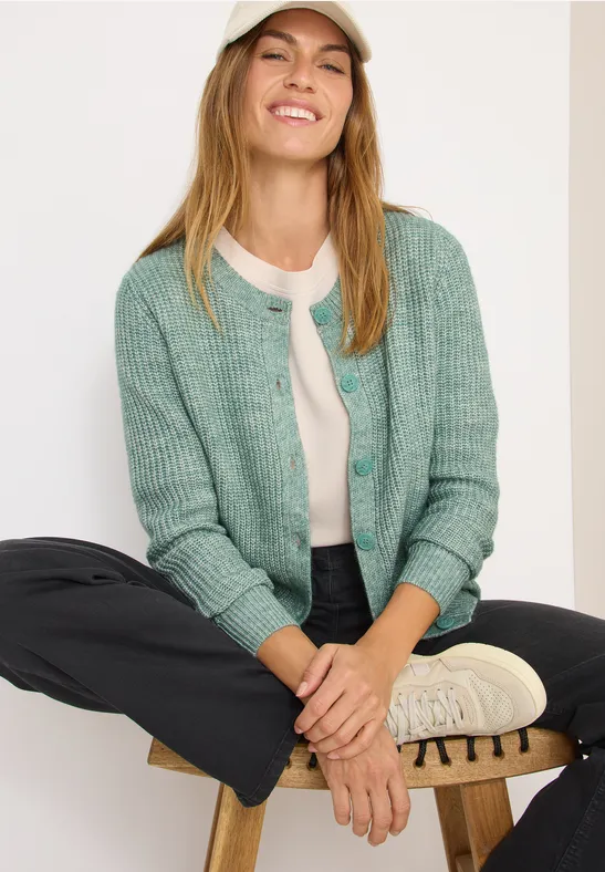 Damen Melange Strickjacke