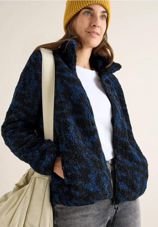 Kuschelige Zebra Jacquard Fleecejacke