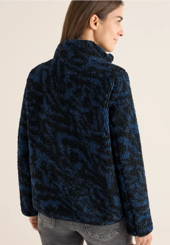 Kuschelige Zebra Jacquard Fleecejacke