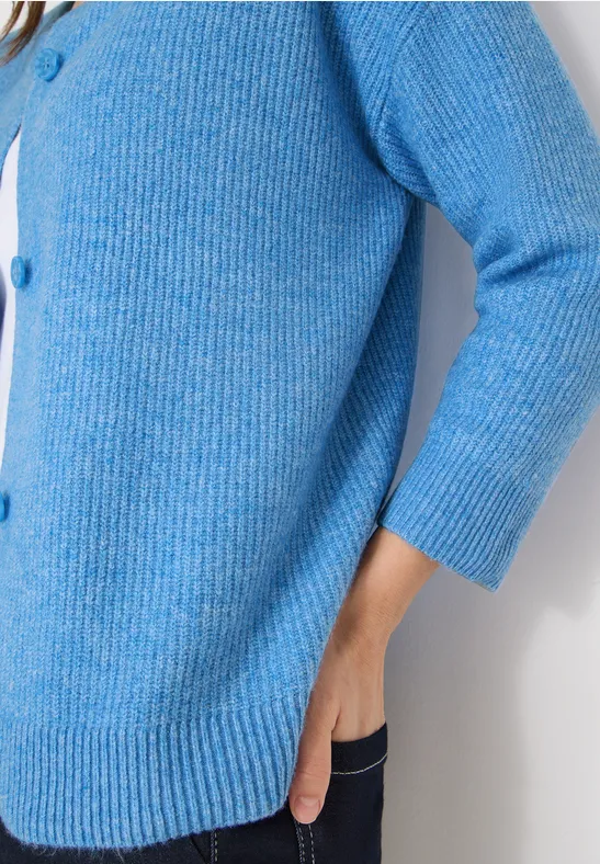 Hellblaue Strickjacke mit Baumwollmischung