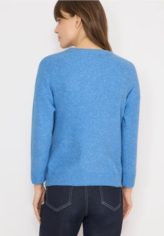 Hellblaue Strickjacke mit Baumwollmischung