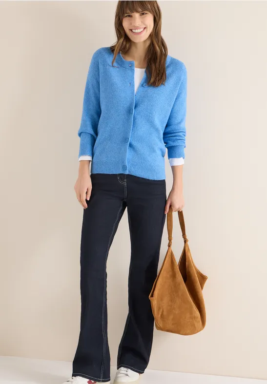 Hellblaue Strickjacke mit Baumwollmischung