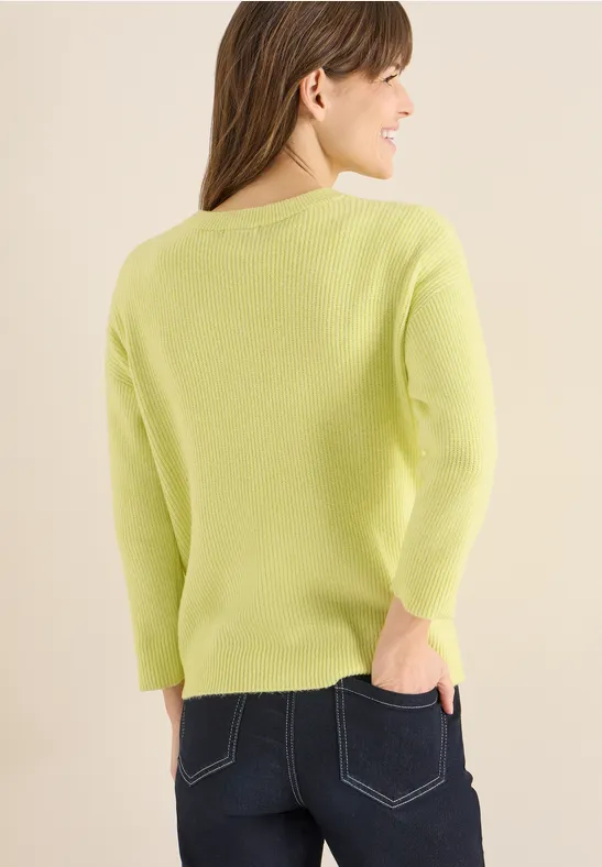 Kurzer Damen Strick Cardigan mit Rippenstruktur