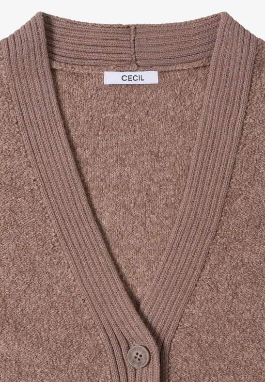 Bouclé Strickjacke mit V-Ausschnitt