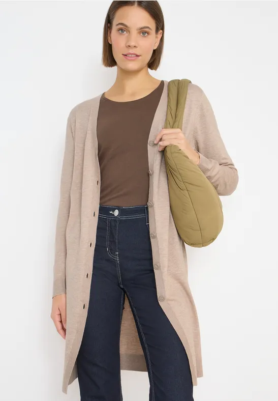 Lange Strickjacke mit Knöpfen