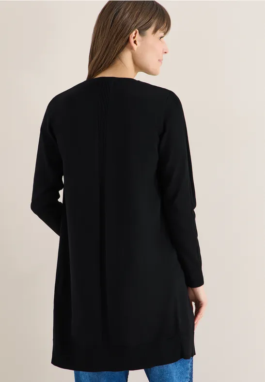 Lange Strickjacke mit offener Front