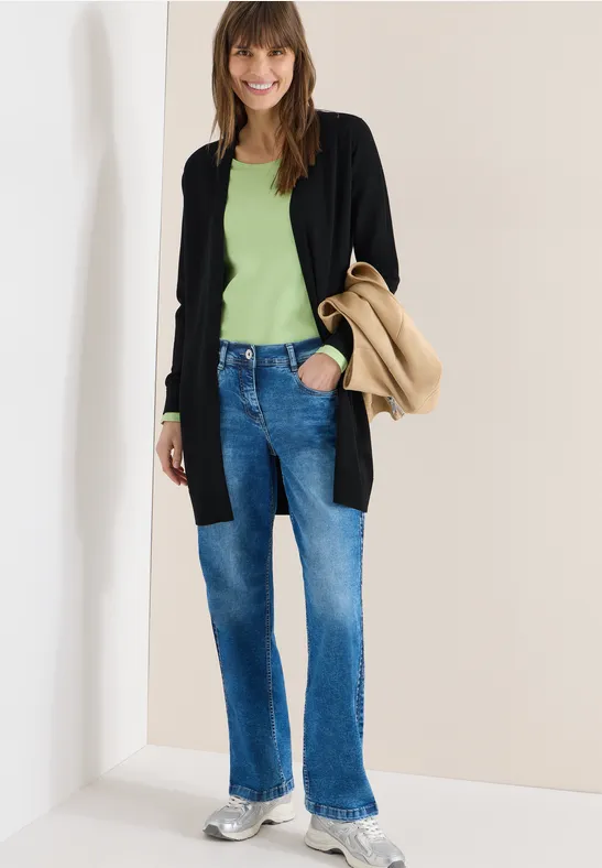 Lange Strickjacke mit offener Front
