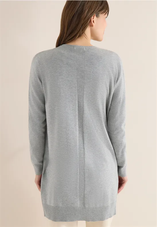 Lässige, lange, offene Strickjacke