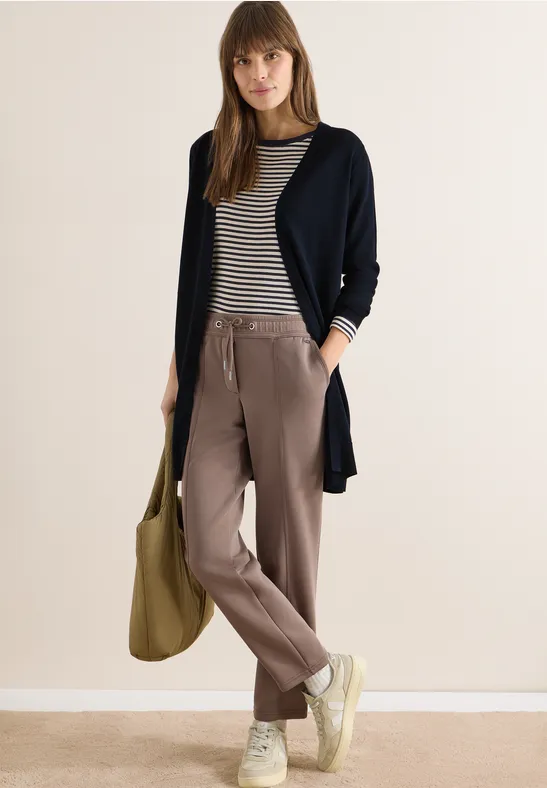 Lange Strickjacke mit offener Vorderseite