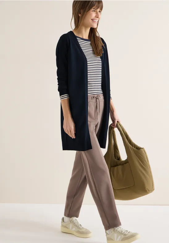 Lange Strickjacke mit offener Vorderseite