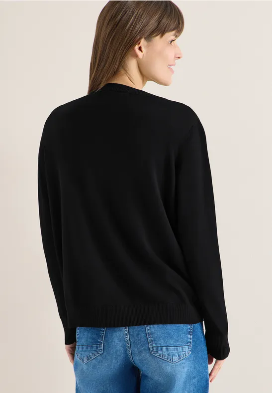Klassische Strickjacke mit Rundhalsausschnitt