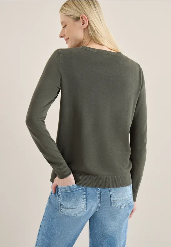 Strickjacke mit Rundhalsausschnitt und Knopfleiste