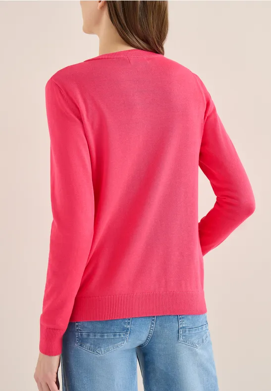 Klassische Strickjacke mit Rundhalsausschnitt