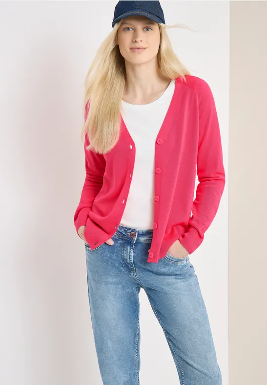 Klassische Strickjacke mit V-Ausschnitt und Knöpfen