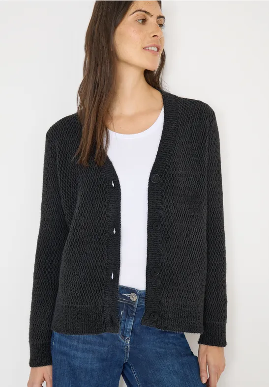 Strickjacke mit Knopfleiste und Textur