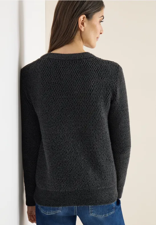 Strickjacke mit Knopfleiste und Textur