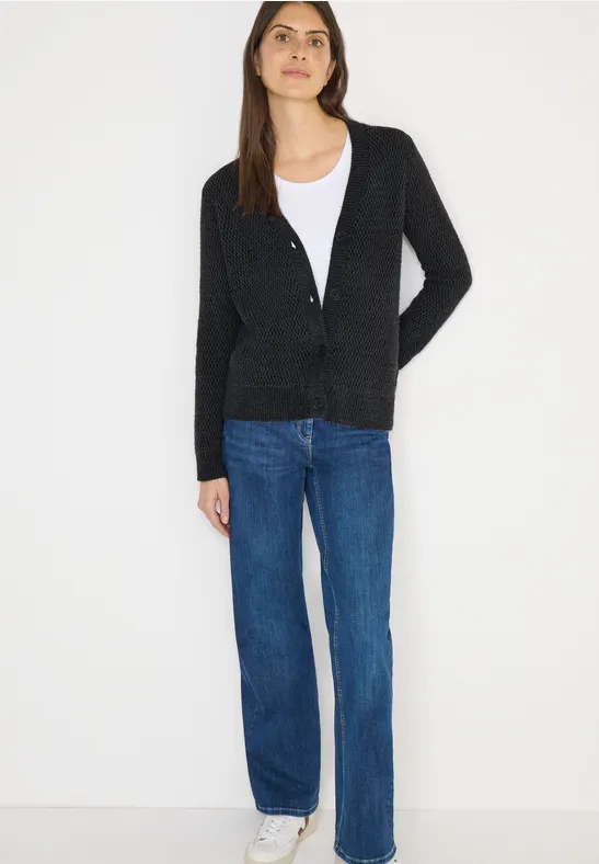 Strickjacke mit Knopfleiste und Textur