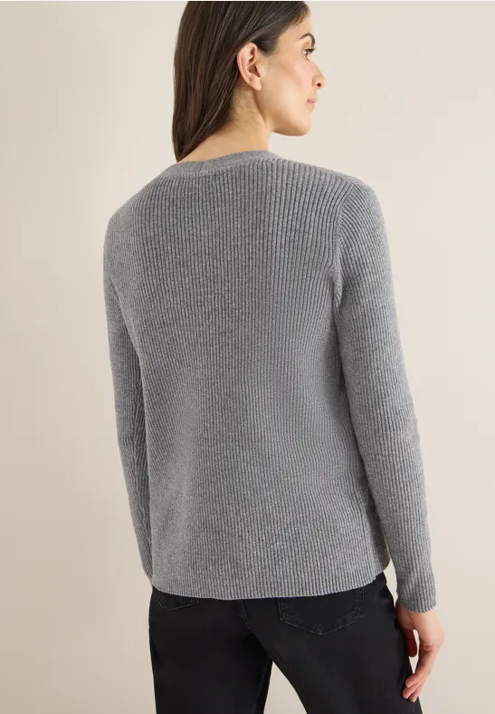Strickjacke mit Rippenstruktur aus Baumwollmischung