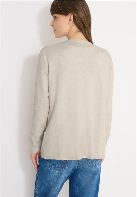 Lässige Strickjacke mit offener Front in Beige