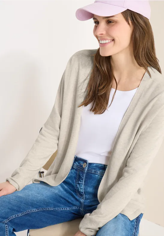 Lässige Strickjacke mit offener Front in Beige