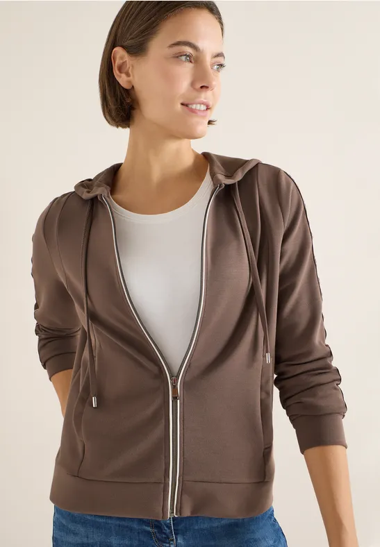 Sportive Sweatjacke mit Reißverschluss und Streifen