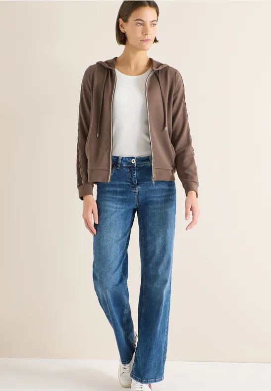 Sportive Sweatjacke mit Reißverschluss und Streifen