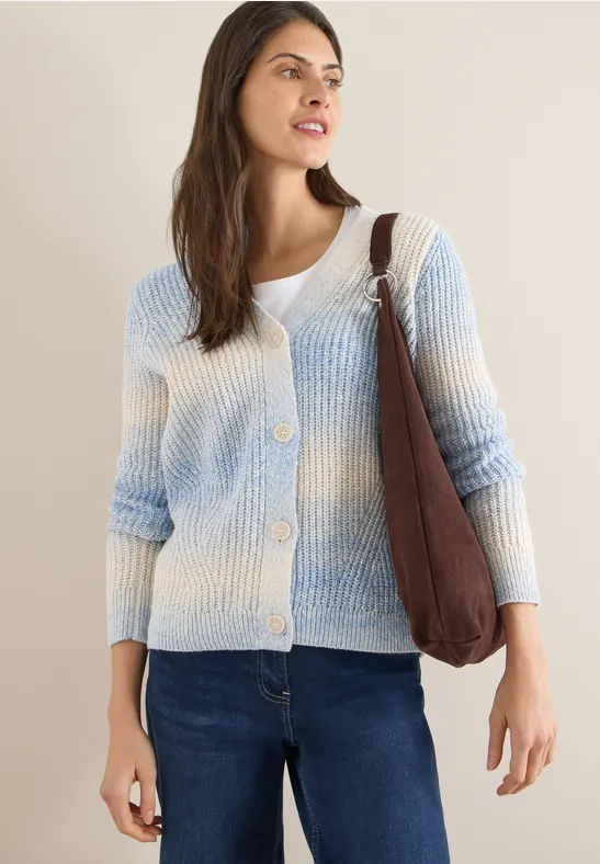 Ombre Strickjacke mit V-Ausschnitt