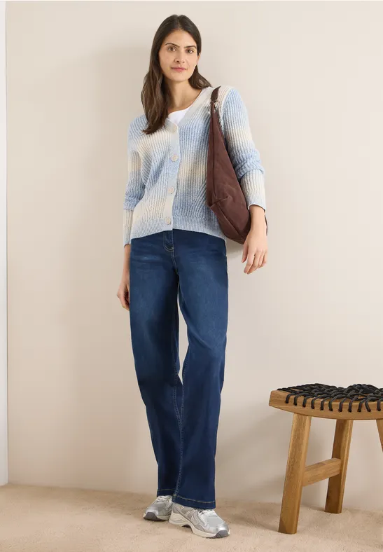 Ombre Strickjacke mit V-Ausschnitt