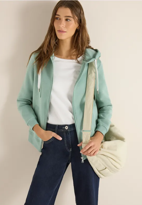 Lässige Kapuzenjacke mit Reißverschluss und Kordelzug
