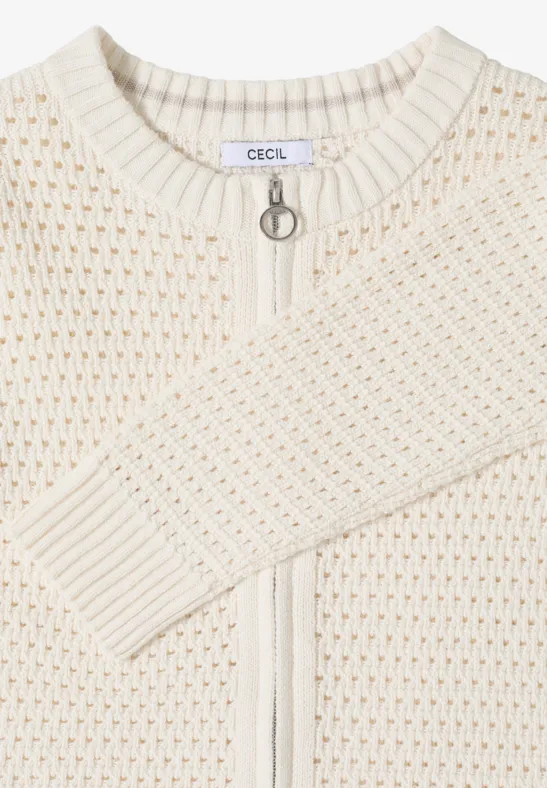 Gehäkelte Strickjacke mit Reißverschluss