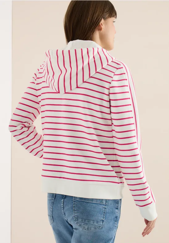 Gestreifte Kapuzenjacke mit Kordelzug