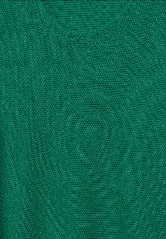 Grüner Strukturstrick Pullover aus Baumwollmischung