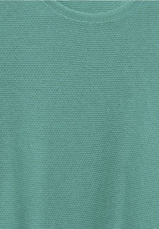 Grüner Strukturstrick Pullover aus Baumwollmischung