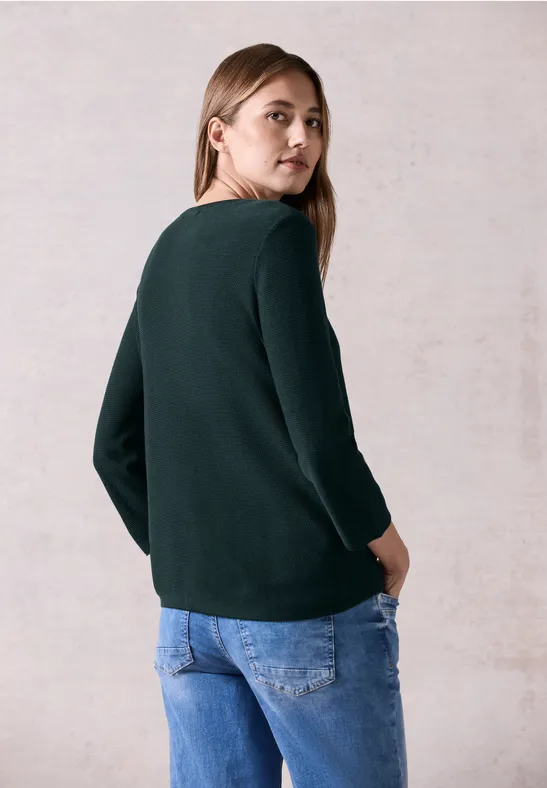 Strukturierter Strickpullover mit 3/4 Ärmeln