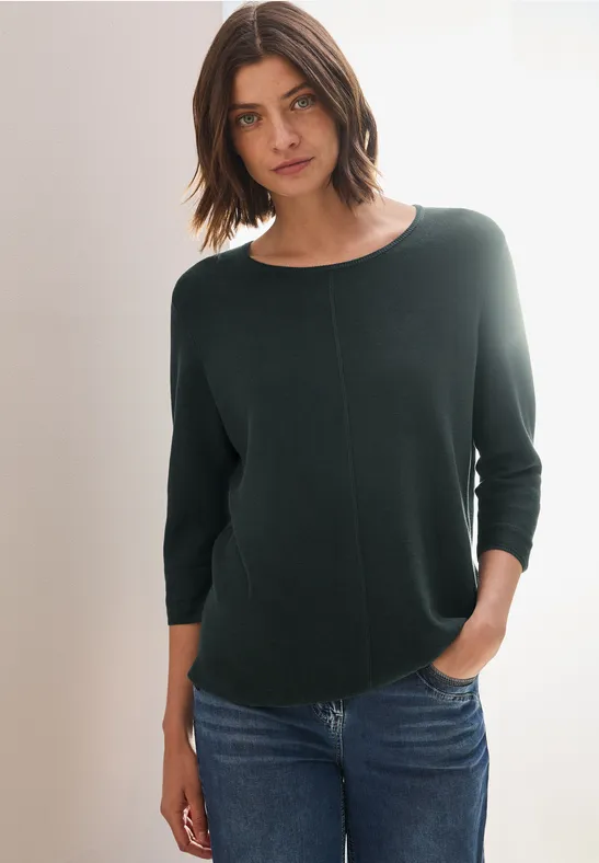 Strukturierter Strickpullover mit 3/4 Ärmeln