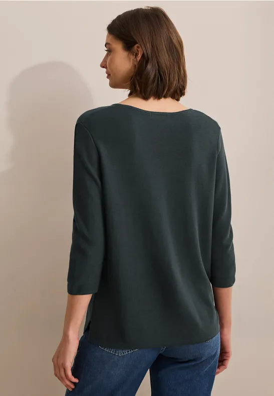 Strukturierter Strickpullover mit 3/4 Ärmeln