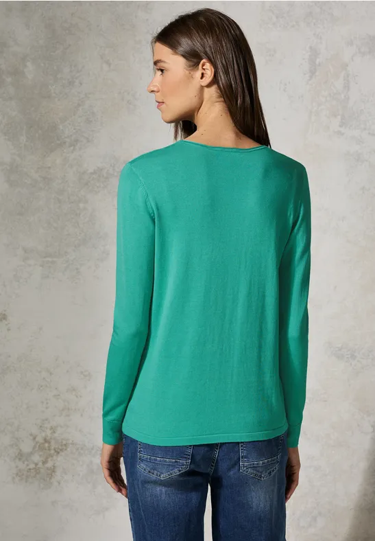Klassischer Feinstrickpullover mit Rundhalsausschnitt