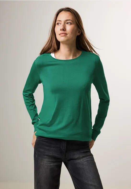Klassischer Feinstrickpullover mit Rundhalsausschnitt