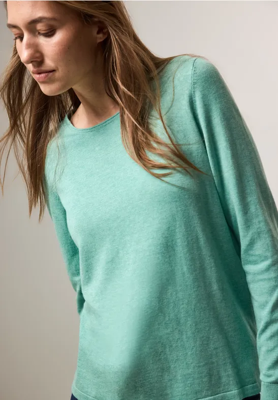 Klassischer Feinstrickpullover mit Rundhalsausschnitt