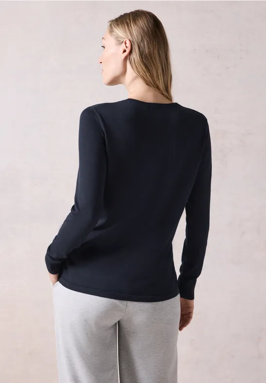 Damen Langarm V-Ausschnitt Strickoberteil
