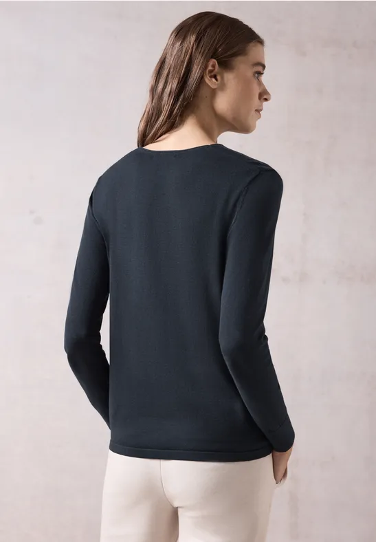 Damen Langarm V-Ausschnitt Strickoberteil