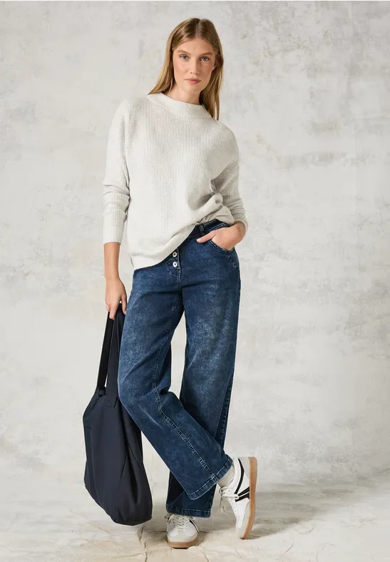 Strukturierter Strick-Rollkragenpullover