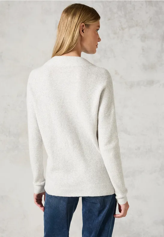 Strukturierter Strick-Rollkragenpullover