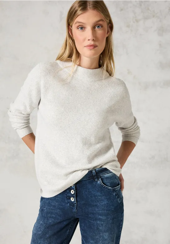 Strukturierter Strick-Rollkragenpullover