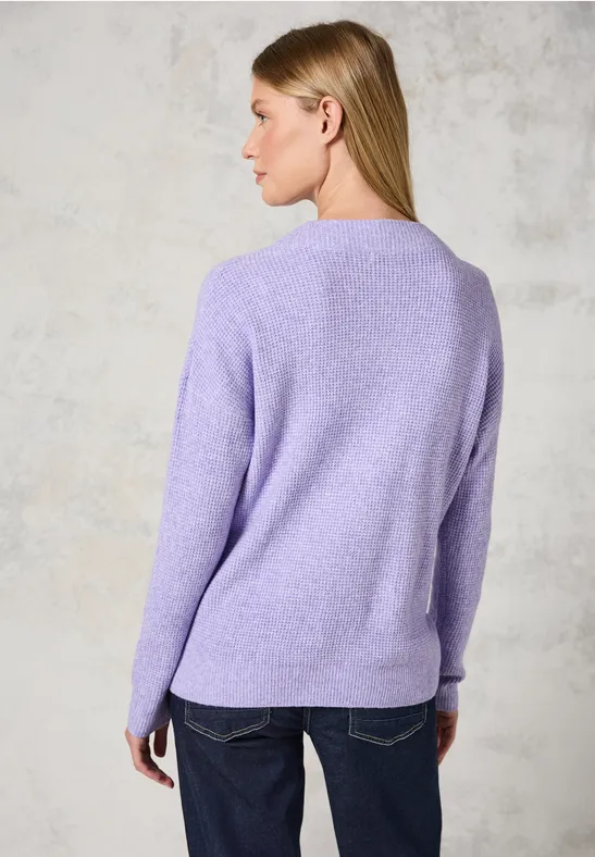 Strukturierter Strickpullover mit Stehkragen