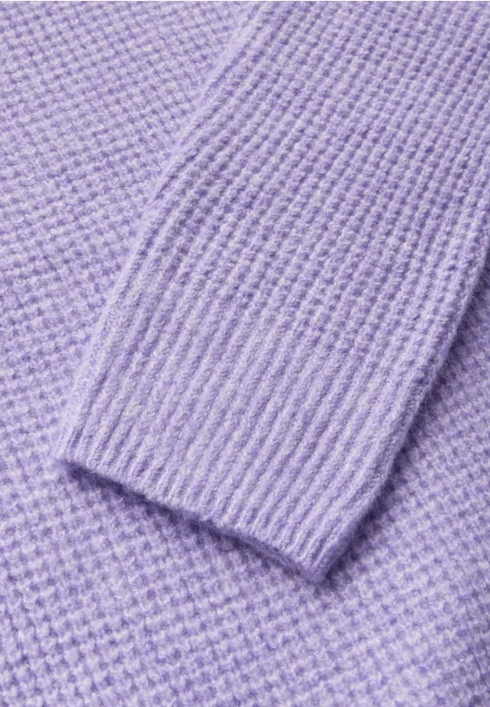 Strukturierter Strickpullover mit Stehkragen