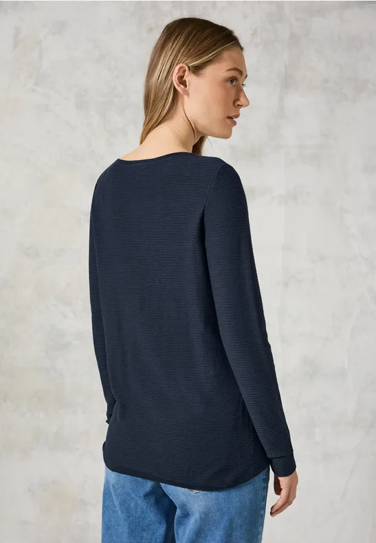 Feinstrickpullover mit Rippenstruktur und langen Ärmeln