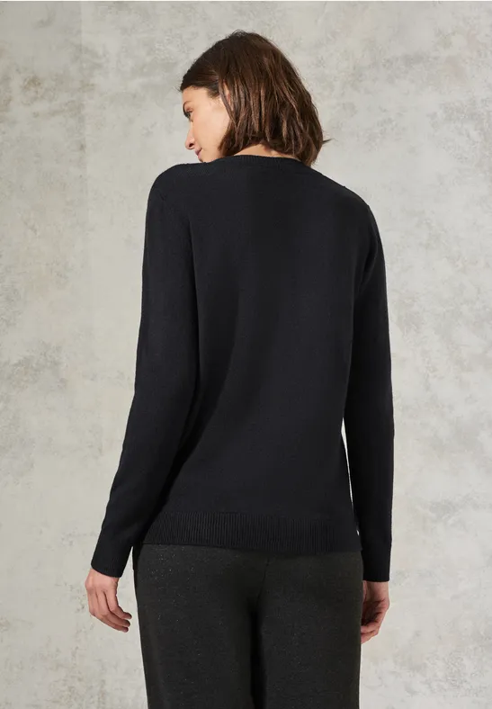 Strukturierter Strickpullover mit Rippdetails